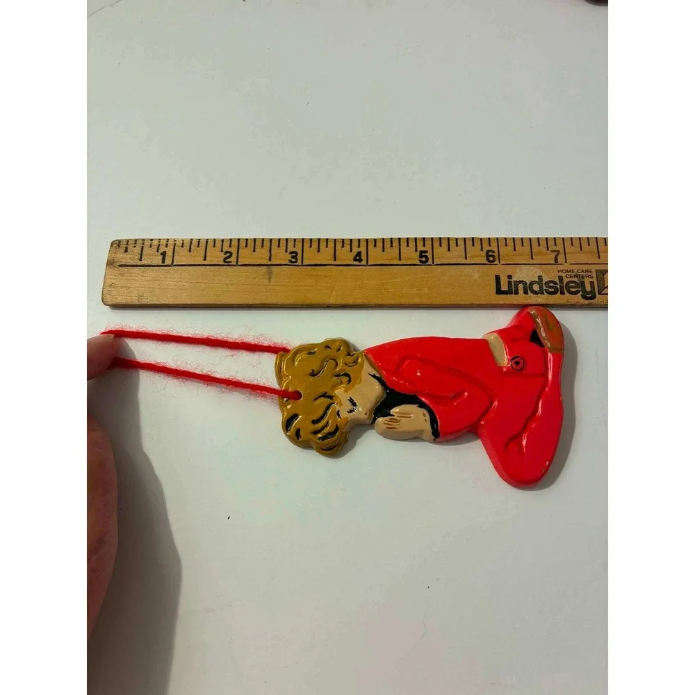 Vintage Handmade Christmas Ornament Lot of 5 Angel Reindeer Bear Child Fish 1974